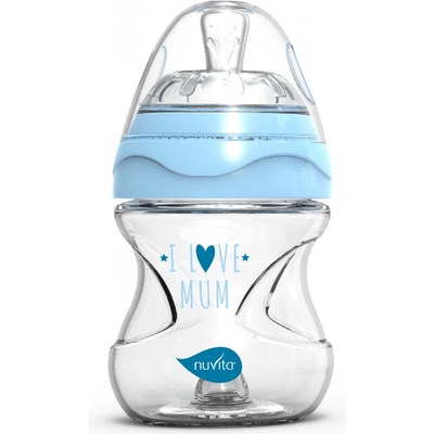 Nuvita lahvička Glass/Blue 140ml