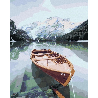 zuty Malování Podle Čísel Dřevěná Loďka Na Alpském Jezeře 80 x 100 Cm Plátno Rám 8596530090151