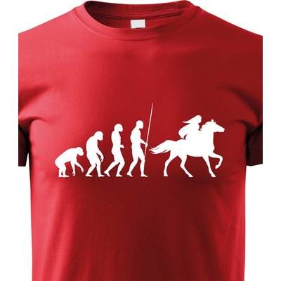 dětské tričko Evoluce jezdkyně červená
