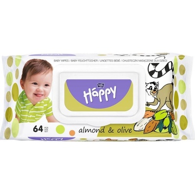 Bella Baby Happy Almond & Olive Leaf dětské vlhčené ubrousky 64 ks