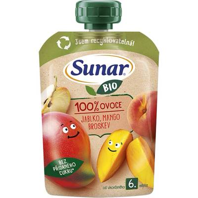 SUNAR Ovocná kapsička jablko mango broskev 6m+ BIO 100 g