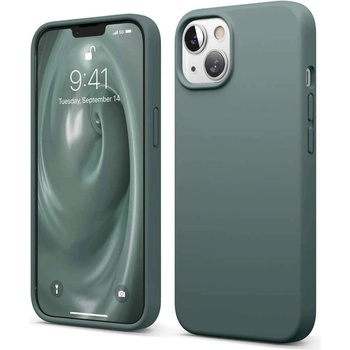 elago Soft Silicone Case - силиконов (TPU) калъф за iPhone 13 (тъмнозелен)