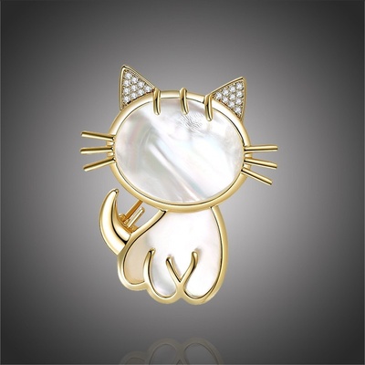 Éternelle brož se zirkony Kitty kočka B7119-E-071 zlatá – Zboží Mobilmania