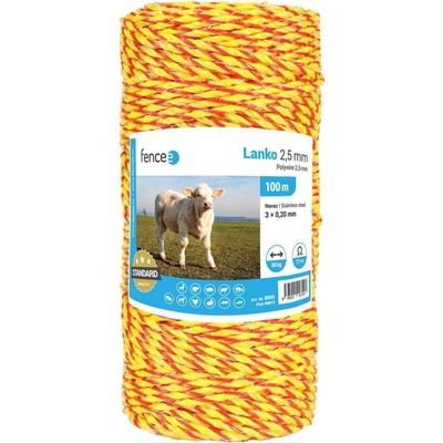 Lanko pro elektrický ohradník, průměr 2,5 mm, žluto-oranž, 100 m