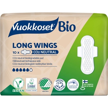 Vuokkoset 100% Bio Long Wings Thin dámské vložky 10 ks