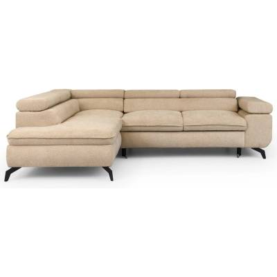 ROPEZ Бежов шенилов ъглов диван (ляв ъгъл L форма) Marbeya - Ropez (Marbeya Narożnik L z f.spania - Lewa OT Misterio 7 ( Davis ) Czarny Mat)