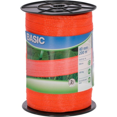 Agrofortel Ohradníková páska BASIC 40 mm, 200 m, 12 x 0,16 Niro, oranžová
