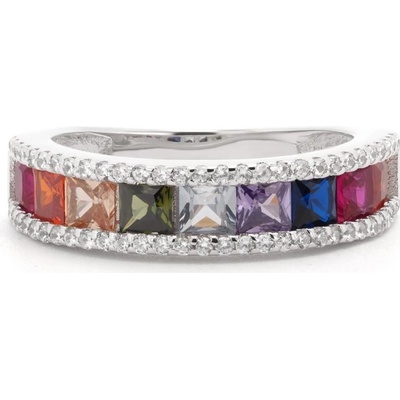 Rafity Stříbrný prsten Rainbow Elegance s barevnými zirkony R0003 14