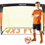 Happy Jump Pop-Up Football Goal - 120x90 cm, 1 Goal, Black Orange | Foldable Fiberglass Goal for Kids & Adults | Ideal for gardens and parks - A235262BQ1 (B0C4FPZ87W)