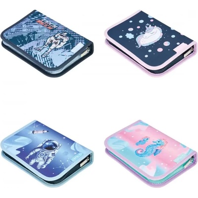 Herlitz Ученически празен несесер с 2 допълнителни крила, Tech Mech Unicorn Dreams, Cosmic Explorer Ocean Lights, асортимент - Herlitz