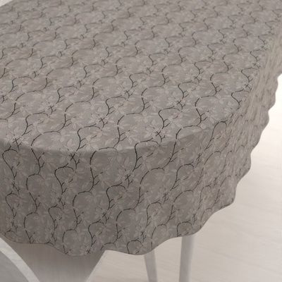 Biante Dekoračný oválny obrus PML-086 Popínavé vetvičky na hnedosivom 140x180 cm