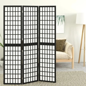 vidaXL Параван за стая, 3 панела, японски стил, 120x170 cм, черен (352079)
