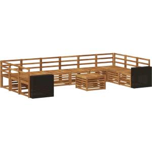 vidaXL Комплект дивани за открито 11 бр. Натурално (3384930)