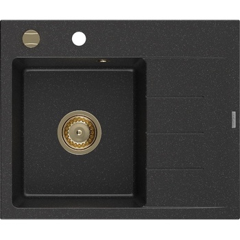 Mexen Ben гранитна мивка с 1 басейн с дренаж, лява 600 x 500 мм, черна/сребрист (6522605000-73-G)