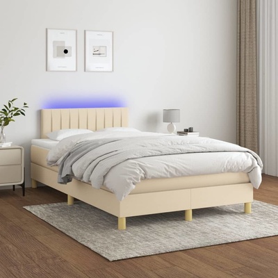 vidaXL 3133863 Boxspring postel s matrací a LED textil / barva krémová