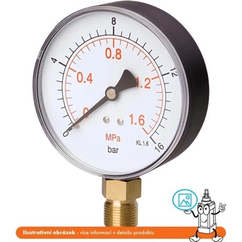 Pneumatics & Hydraulics Manometr stranový -1/3 bar - 100 mm - 1/2"
