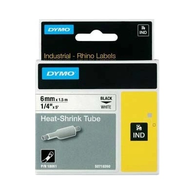 Dymo Rhino 18051, S0718260, 6mm x 1,5m černý tisk / bílý podklad, originální páska