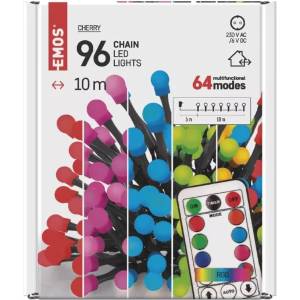 EMOS d5aa01 - Коледна светлина, 96 led крушки, mf, cherry, rem, rgb, 64 програми (d5aa01)