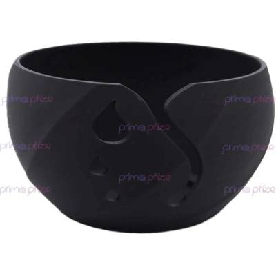 PrimaPrize Černá plastová miska na klubíčko 16x10cm vzor 01