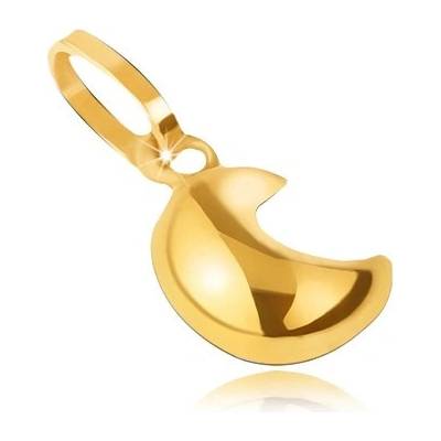 Šperky eshop Lesklý přívěsek ze žlutého 14 zlata vypouklý trojrozměrný srpek měsíce GG05.25