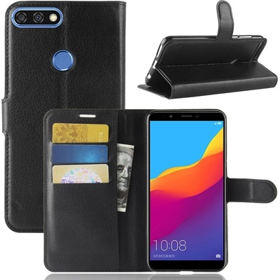Litchi knížkové pouzdro na Huawei Y7 Prime (2018)/Honor 7C - černé – Sleviste.cz