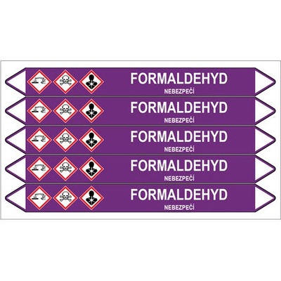 Značení potrubí, formaldehyd, 5 ks, 150 × 12 mm PZ 007174