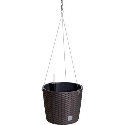 Prosperplast Závěsný květináč RATO ROUND + vklad 25,6 cm umbra