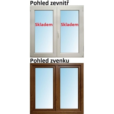 Soft Dvoukřídlé plastové okno 120x120 cm Zlatý dub / Bílá, Otevíravé i otevíravé a sklopné – Sleviste.cz