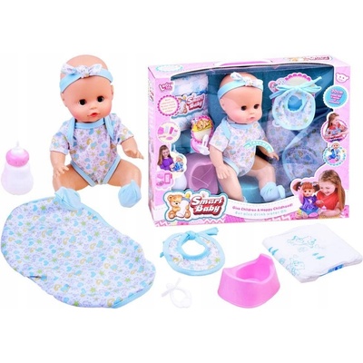 Joko Interaktívna bábika pije ciká hovorí plače smeje sa + pampers + cumlík + nočník modrá