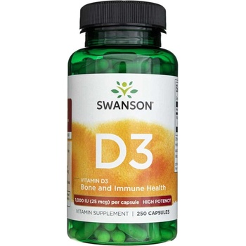 Swanson Vitamín D3 1000 iu Cholekalciferol 250 kapsúl