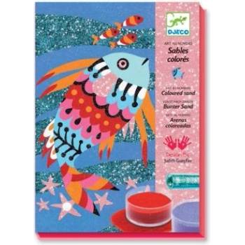 DJECO - Творчески комплект за оцветяване с брокат и цветен пясък - Дъгата на рибките (DJ08661)