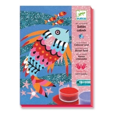 DJECO - Творчески комплект за оцветяване с брокат и цветен пясък - Дъгата на рибките (DJ08661)
