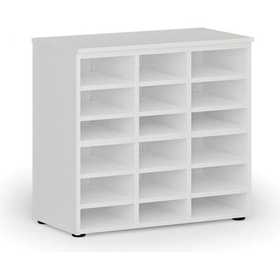 PRIMO Třídící regál WHITE, 800 x 420 x 740 mm, 18 přihrádek, bílý