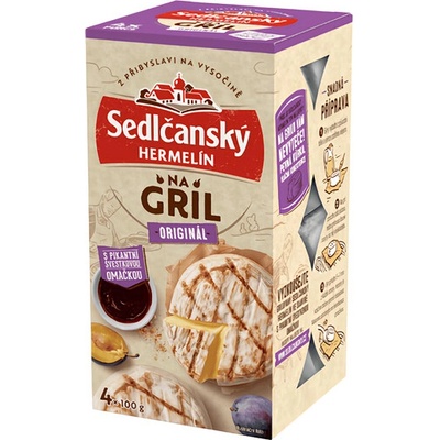 Sedlčanský Hermelín na gril original s pikantnou slivkovou omáčkou 4×100 g