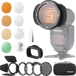 NEEWER Flash Silicone Adapter Ring for Square Flash Head with Magnetic Round Flash Head, Accessory Color Gel Set for Z880 Z760 NW760 NW700 NW620 NW635II TT560 Square Head Speedlite, CRM3 (NW635II)