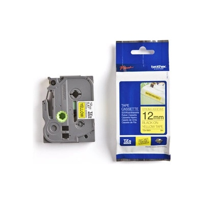 páska BROTHER TZS631 čierne písmo, žltá páska extra lepivá ADHESIVE Tape (12mm) (TZES631)