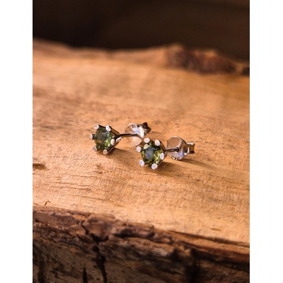 Vltavín Moldavite Stříbrné náušnice s vltavíny P2000372860002 A