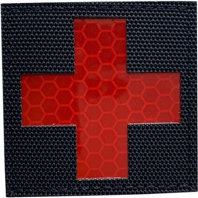 WARAGOD nášivka Reflective Fabric Cross Medic Patch Black and Red