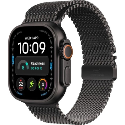 Apple Watch Ultra 4 49mm černý titan s černým titanovým milánským tahem L MJAX4QC/A