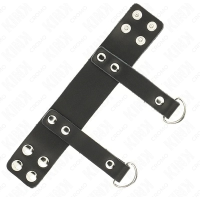Кожен ринг за тестиси, двойна фиксация и халки - Kink D-Shape Ring (D-241255)
