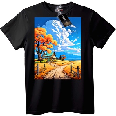 NOONEBRAND Тениска Есенен Селски Пейзаж - 2XL, Black