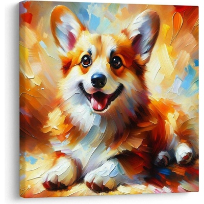 Obraz veselý pejsek v barvách - 40x40
