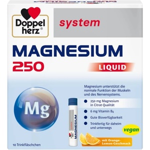 Doppelherz System Magnesium 250, портокал и лимон, 10 флакона