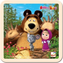 Bino Puzzle Máša a Medveď s myškou 4 dieliky
