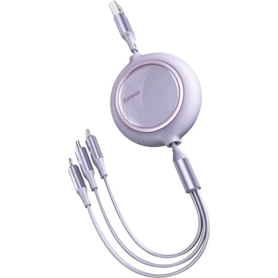 Baseus Универсален USB кабел с Lightning, microUSB и USB-C конектори (120 см) - Baseus Bright Mirror 3-in-1 Retractable USB Cable 3.5A (CAMLT-MJ05) (лилав) (CAMLT-MJ05)