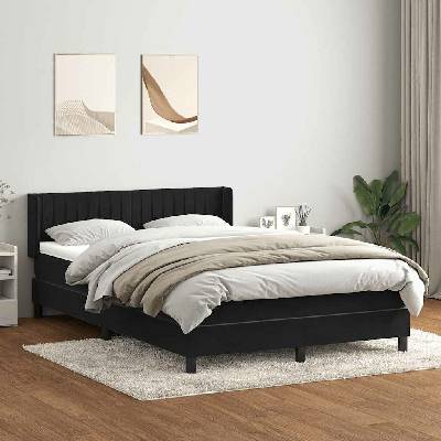 vidaXL Boxspring postel s matrací černá samet