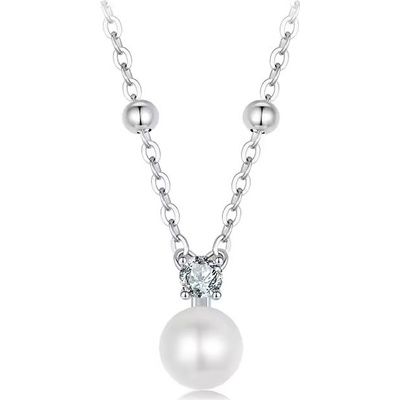 Grace Silver Jewellery Stříbrný náhrdelník s perlou NH-MSN042/140 Stříbrná