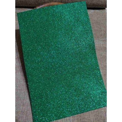 Pěnová guma Moosgummi s glitry 20x30 cm zelená