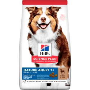 Hill's Суха храна за кучета от средни породи над 7 години Hill's Science Plan Mature Adult Medium, с агнешко и ориз - 14 кг