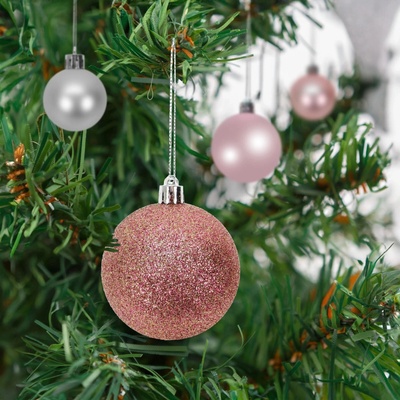 Family Sada vánočních ozdob na stromeček rose gold, 16 ks, 3–6 cm